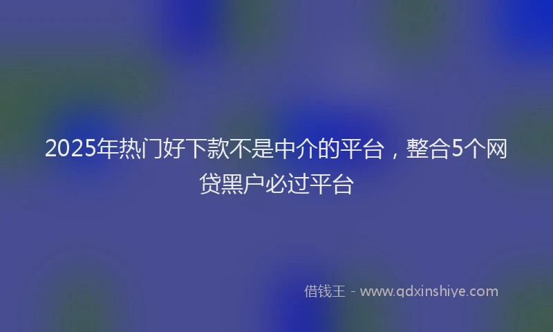 2025年热门好下款不是中介的平台，整合5个网贷黑户必过平台