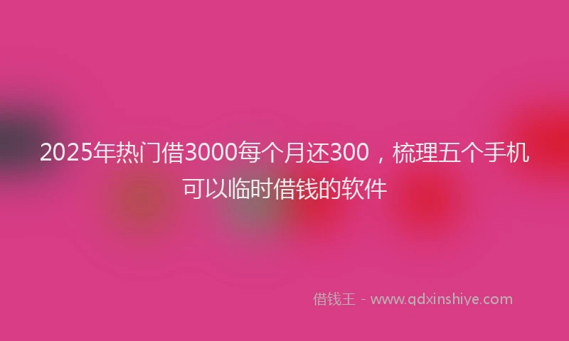 2025年热门借3000每个月还300，梳理五个手机可以临时借钱的软件