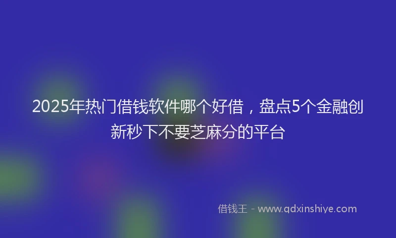 2025年热门借钱软件哪个好借，盘点5个金融创新秒下不要芝麻分的平台