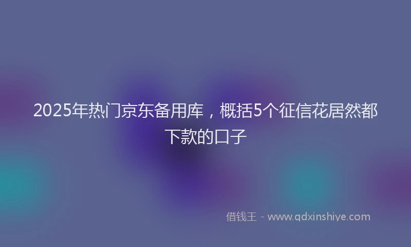 2025年热门京东备用库，概括5个征信花居然都下款的口子