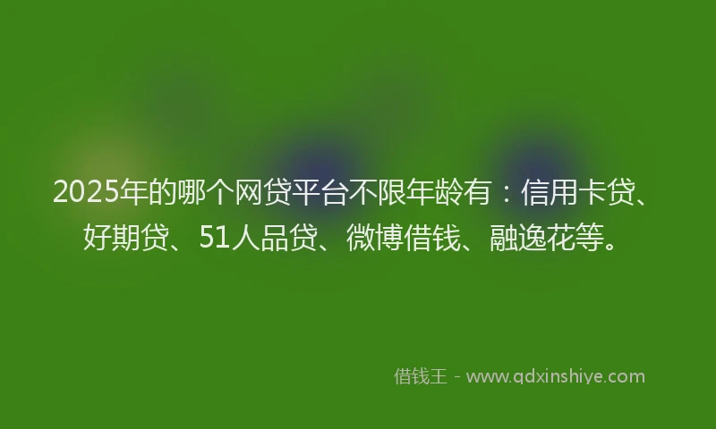 2025年的哪个网贷平台不限年龄有:信用卡贷、好期贷、51人品贷、微博借钱、融逸花等。