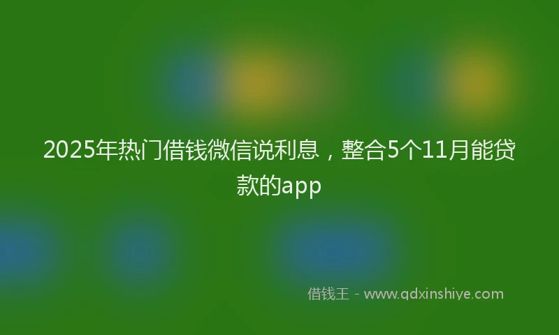 2025年热门借钱微信说利息，整合5个11月能贷款的app