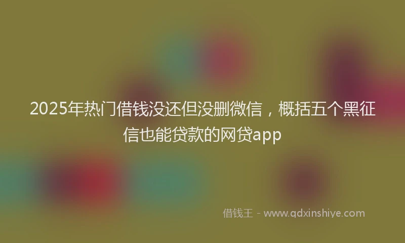 2025年热门借钱没还但没删微信，概括五个黑征信也能贷款的网贷app