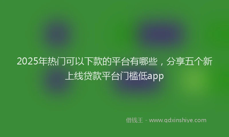 2025年热门可以下款的平台有哪些，分享五个新上线贷款平台门槛低app