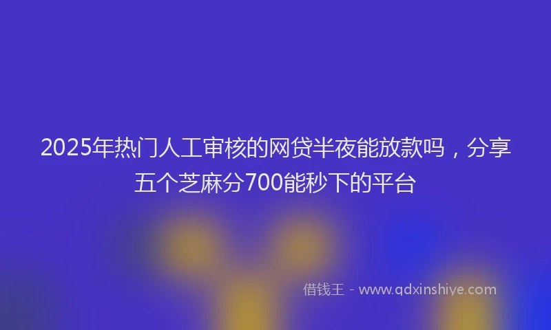 2025年热门人工审核的网贷半夜能放款吗，分享五个芝麻分700能秒下的平台