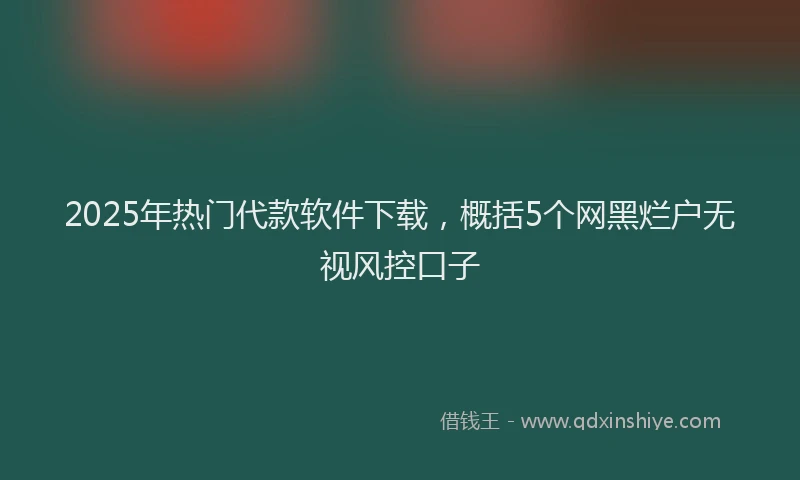 2025年热门代款软件下载，概括5个网黑烂户无视风控口子
