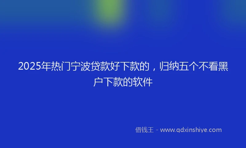 2025年热门宁波贷款好下款的，归纳五个不看黑户下款的软件