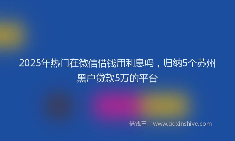 2025年热门在微信借钱用利息吗，归纳5个苏州黑户贷款5万的平台