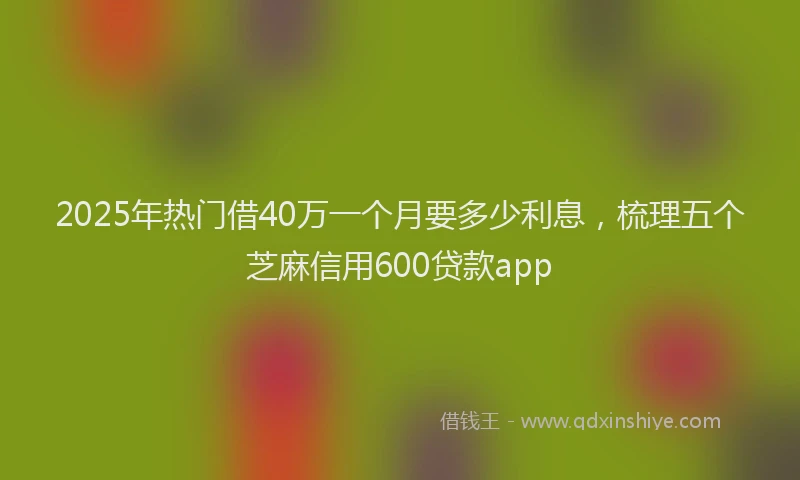 2025年热门借40万一个月要多少利息，梳理五个芝麻信用600贷款app