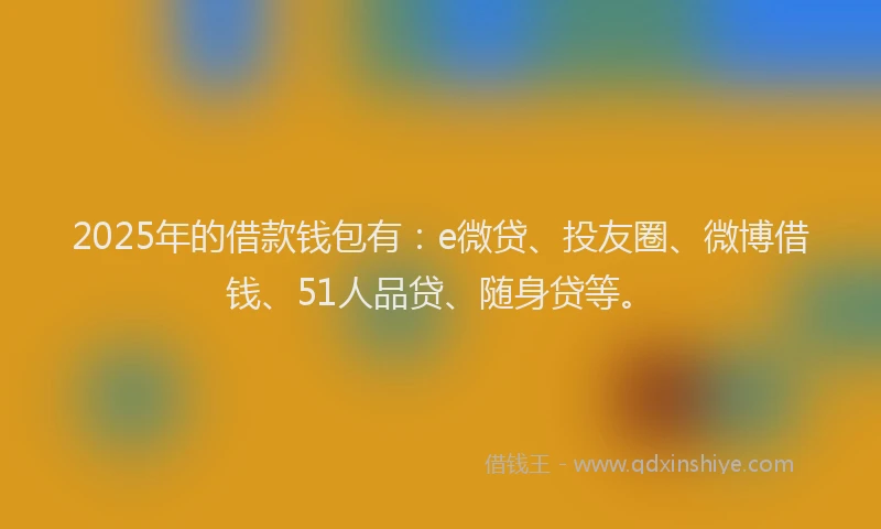 2025年的借款钱包有：e微贷、投友圈、微博借钱、51人品贷、随身贷等。