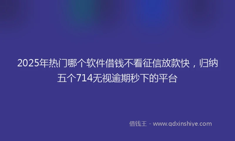 2025年热门哪个软件借钱不看征信放款快，归纳五个714无视逾期秒下的平台