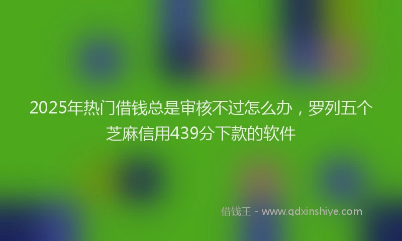 2025年热门借钱总是审核不过怎么办，罗列五个芝麻信用439分下款的软件