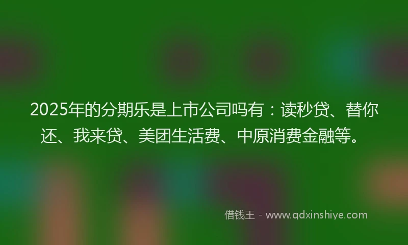 2025年的分期乐是上市公司吗有：读秒贷、替你还、我来贷、美团生活费、中原消费金融等。