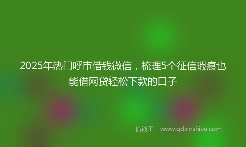 2025年热门呼市借钱微信，梳理5个征信瑕疵也能借网贷轻松下款的口子