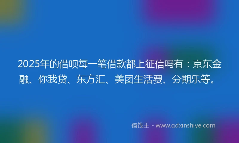 2025年的借呗每一笔借款都上征信吗有：京东金融、你我贷、东方汇、美团生活费、分期乐等。