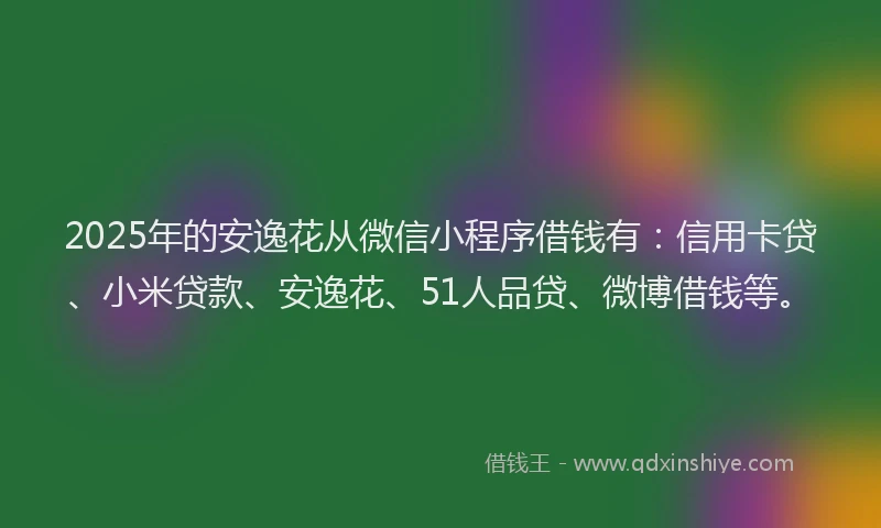 2025年的安逸花从微信小程序借钱有：信用卡贷、小米贷款、安逸花、51人品贷、微博借钱等。