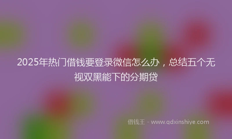 2025年热门借钱要登录微信怎么办，总结五个无视双黑能下的分期贷