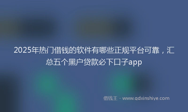2025年热门借钱的软件有哪些正规平台可靠，汇总五个黑户贷款必下口子app