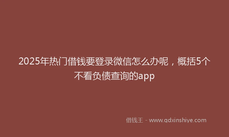 2025年热门借钱要登录微信怎么办呢，概括5个不看负债查询的app