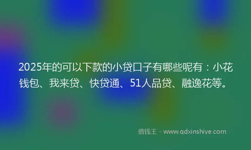 2025年的可以下款的小贷口子有哪些呢有：小花钱包、我来贷、快贷通、51人品贷、融逸花等。
