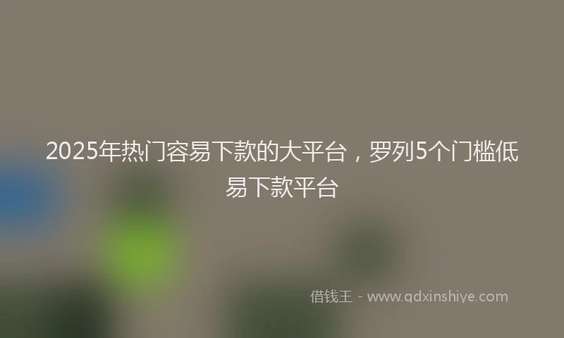 2025年热门容易下款的大平台，罗列5个门槛低易下款平台