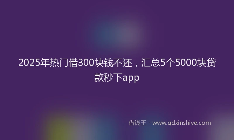 2025年热门借300块钱不还，汇总5个5000块贷款秒下app