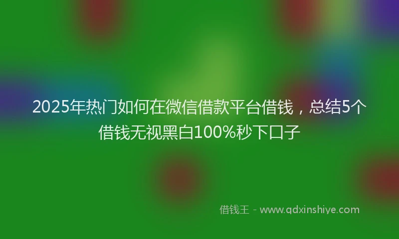 2025年热门如何在微信借款平台借钱，总结5个借钱无视黑白100%秒下口子