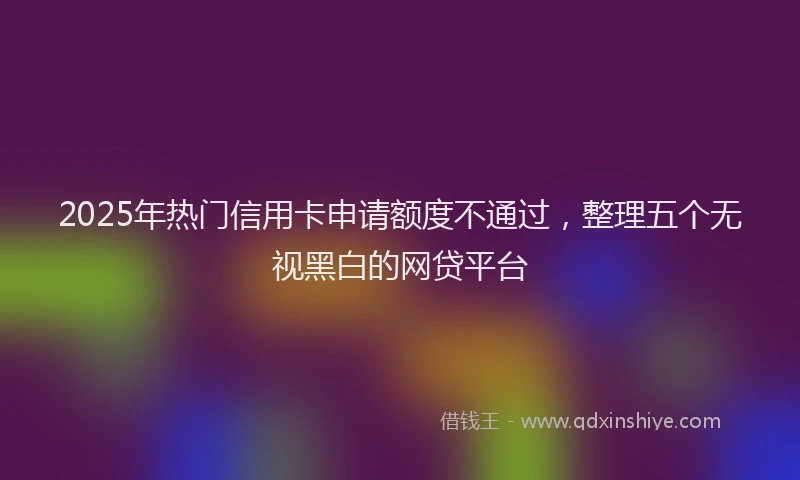 2025年热门信用卡申请额度不通过，整理五个无视黑白的网贷平台