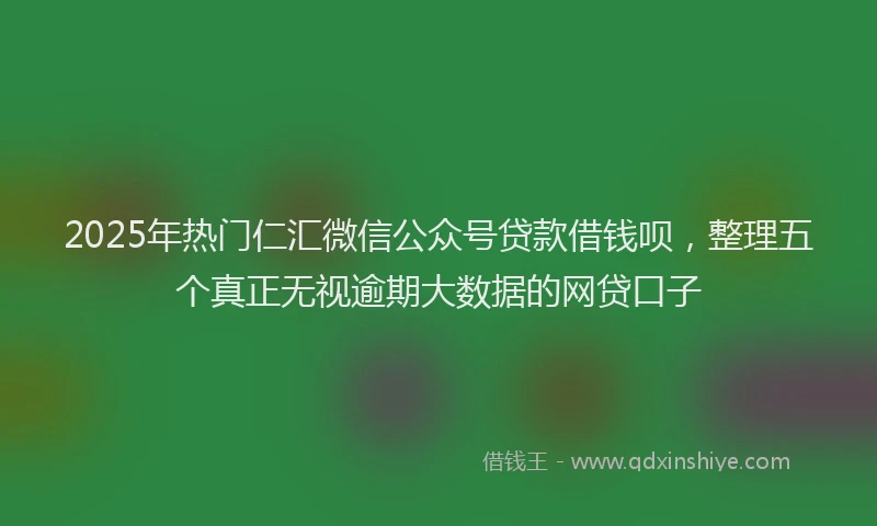 2025年热门仁汇微信公众号贷款借钱呗，整理五个真正无视逾期大数据的网贷口子