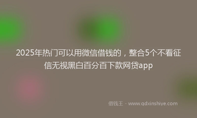 2025年热门可以用微信借钱的，整合5个不看征信无视黑白百分百下款网贷app