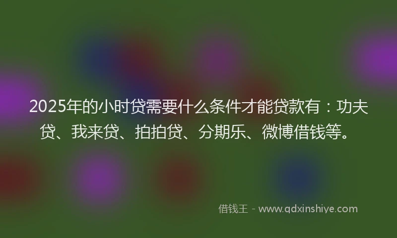 2025年的小时贷需要什么条件才能贷款有：功夫贷、我来贷、拍拍贷、分期乐、微博借钱等。