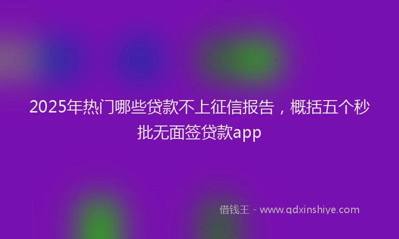 2025年热门哪些贷款不上征信报告，概括五个秒批无面签贷款app