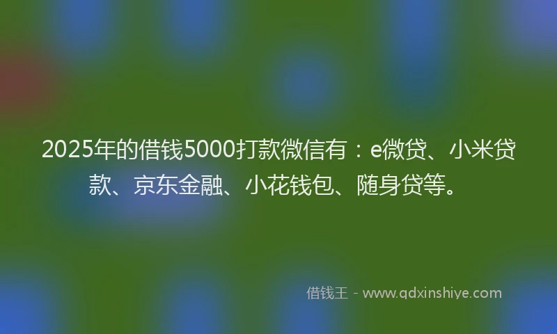 2025年的借钱5000打款微信有：e微贷、小米贷款、京东金融、小花钱包、随身贷等。