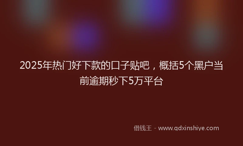 2025年热门好下款的口子贴吧，概括5个黑户当前逾期秒下5万平台