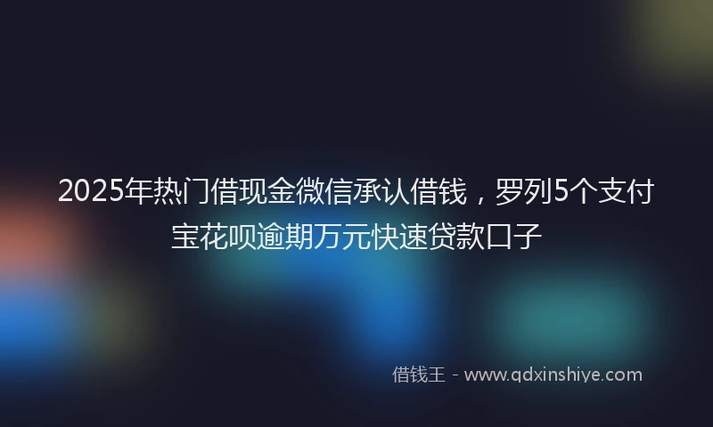 2025年热门借现金微信承认借钱，罗列5个支付宝花呗逾期万元快速贷款口子