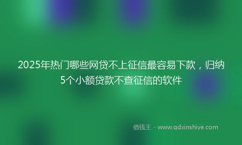 2025年热门哪些网贷不上征信最容易下款，归纳5个小额贷款不查征信的软件