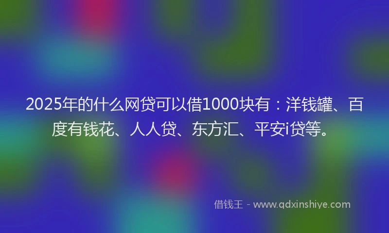 2025年的什么网贷可以借1000块有：洋钱罐、百度有钱花、人人贷、东方汇、平安i贷等。