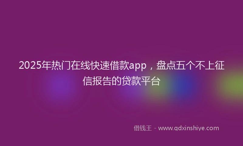 2025年热门在线快速借款app，盘点五个不上征信报告的贷款平台