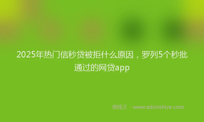 2025年热门信秒贷被拒什么原因，罗列5个秒批通过的网贷app