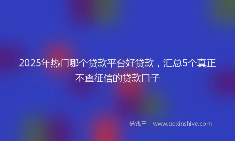 2025年热门哪个贷款平台好贷款，汇总5个真正不查征信的贷款口子