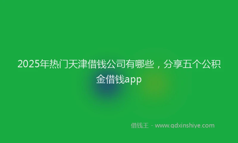 2025年热门天津借钱公司有哪些，分享五个公积金借钱app
