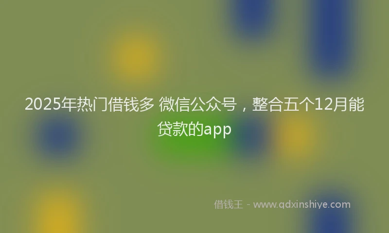 2025年热门借钱多 微信公众号，整合五个12月能贷款的app