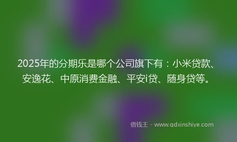 2025年的分期乐是哪个公司旗下有：小米贷款、安逸花、中原消费金融、平安i贷、随身贷等。