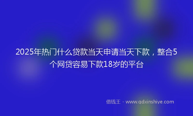 2025年热门什么贷款当天申请当天下款，整合5个网贷容易下款18岁的平台