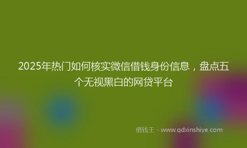 2025年热门如何核实微信借钱身份信息，盘点五个无视黑白的网贷平台