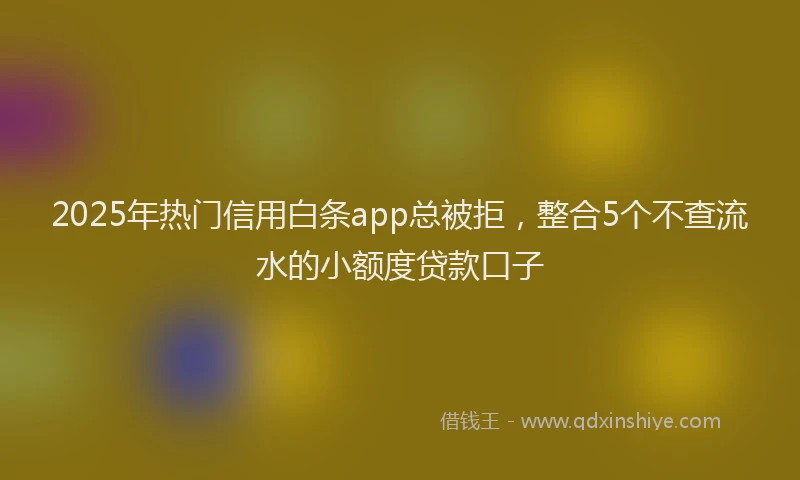 2025年热门信用白条app总被拒，整合5个不查流水的小额度贷款口子