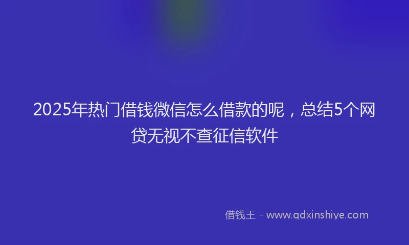 2025年热门借钱微信怎么借款的呢，总结5个网贷无视不查征信软件