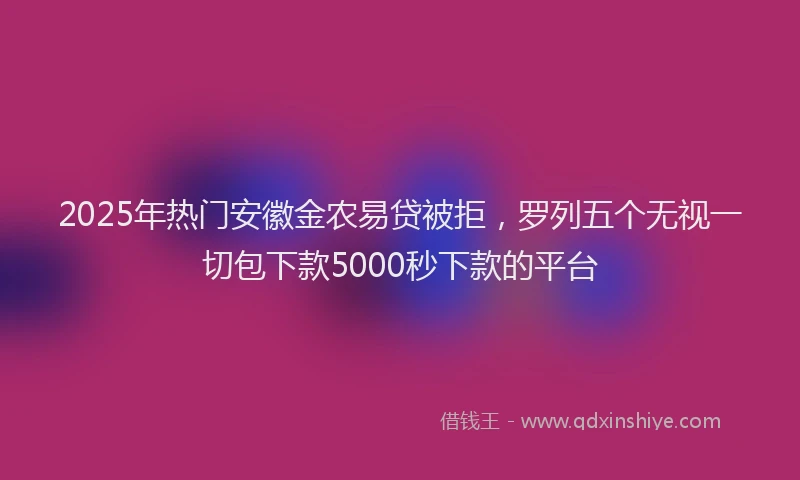 2025年热门安徽金农易贷被拒，罗列五个无视一切包下款5000秒下款的平台