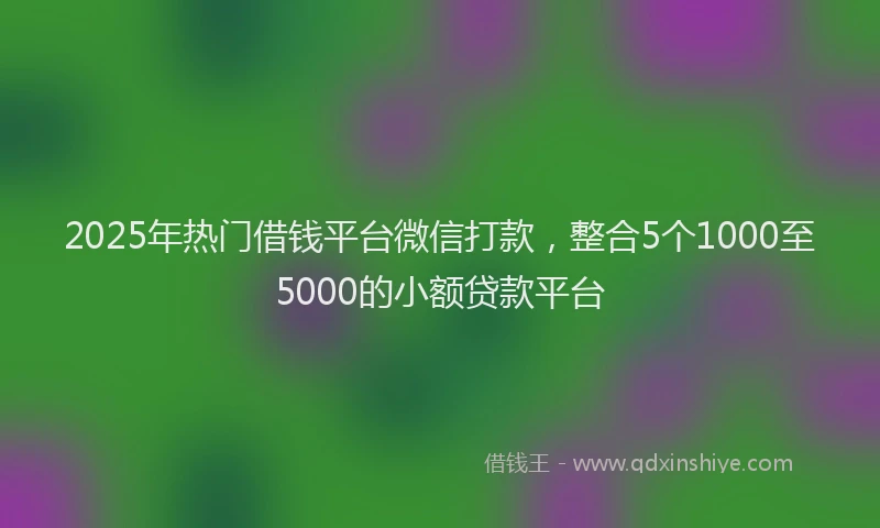2025年热门借钱平台微信打款，整合5个1000至5000的小额贷款平台