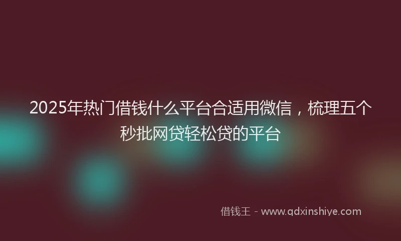 2025年热门借钱什么平台合适用微信，梳理五个秒批网贷轻松贷的平台